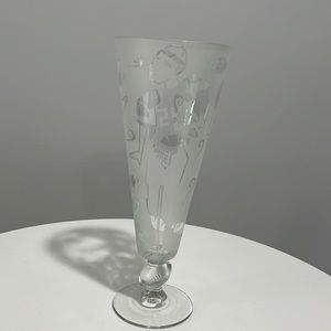 Football Player Pilsner Beer Frosted Stem Glass Libbey Vintage 1990s